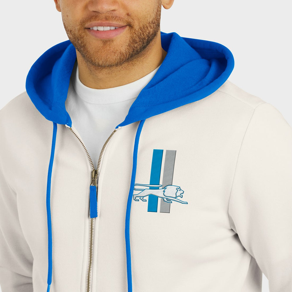 Detroit Lions Darius Rucker Collection Distressed Graphics Full-Zip Hoodie Cream - Fanatics