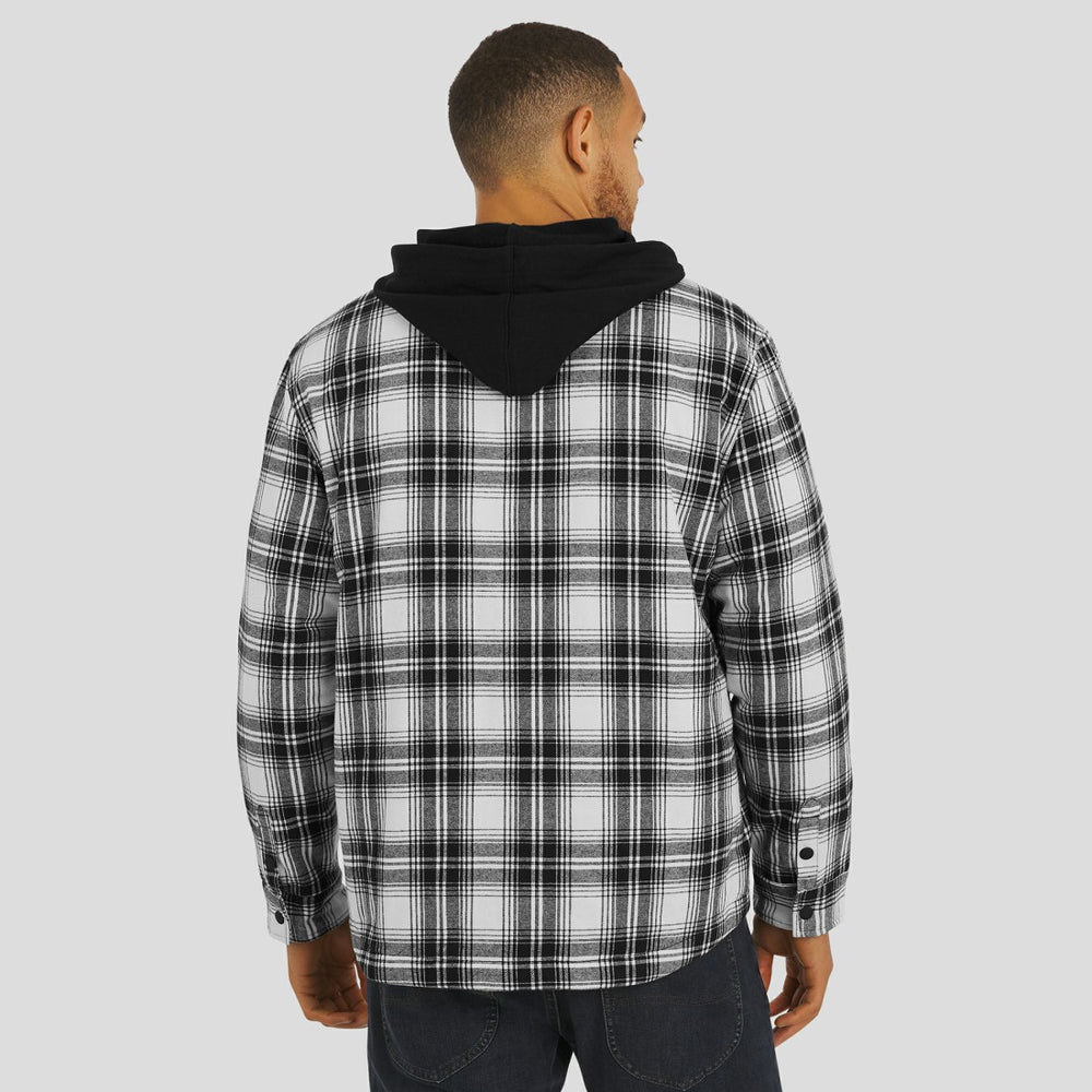 Detroit Lions NFL x Darius Rucker Collection Plaid Flannel Quilted Full-Snap Hooded Shacket Black - Fanatics