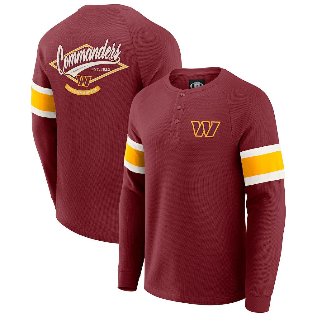 Washington Commanders Darius Rucker Collection Waffle-Knit Raglan Long Sleeve Henley T-Shirt Burgundy - Fanatics