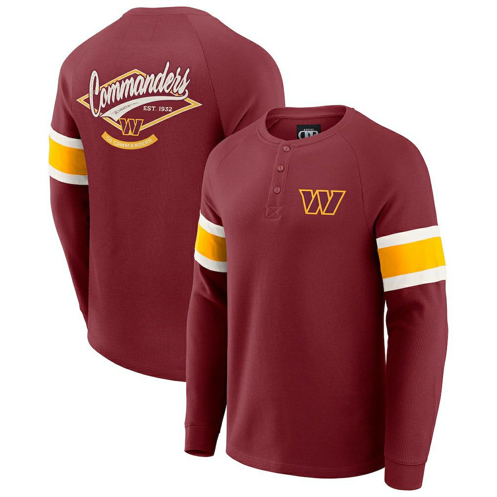 Washington Commanders Darius Rucker Collection Waffle-Knit Raglan Long Sleeve Henley T-Shirt Burgundy - Fanatics