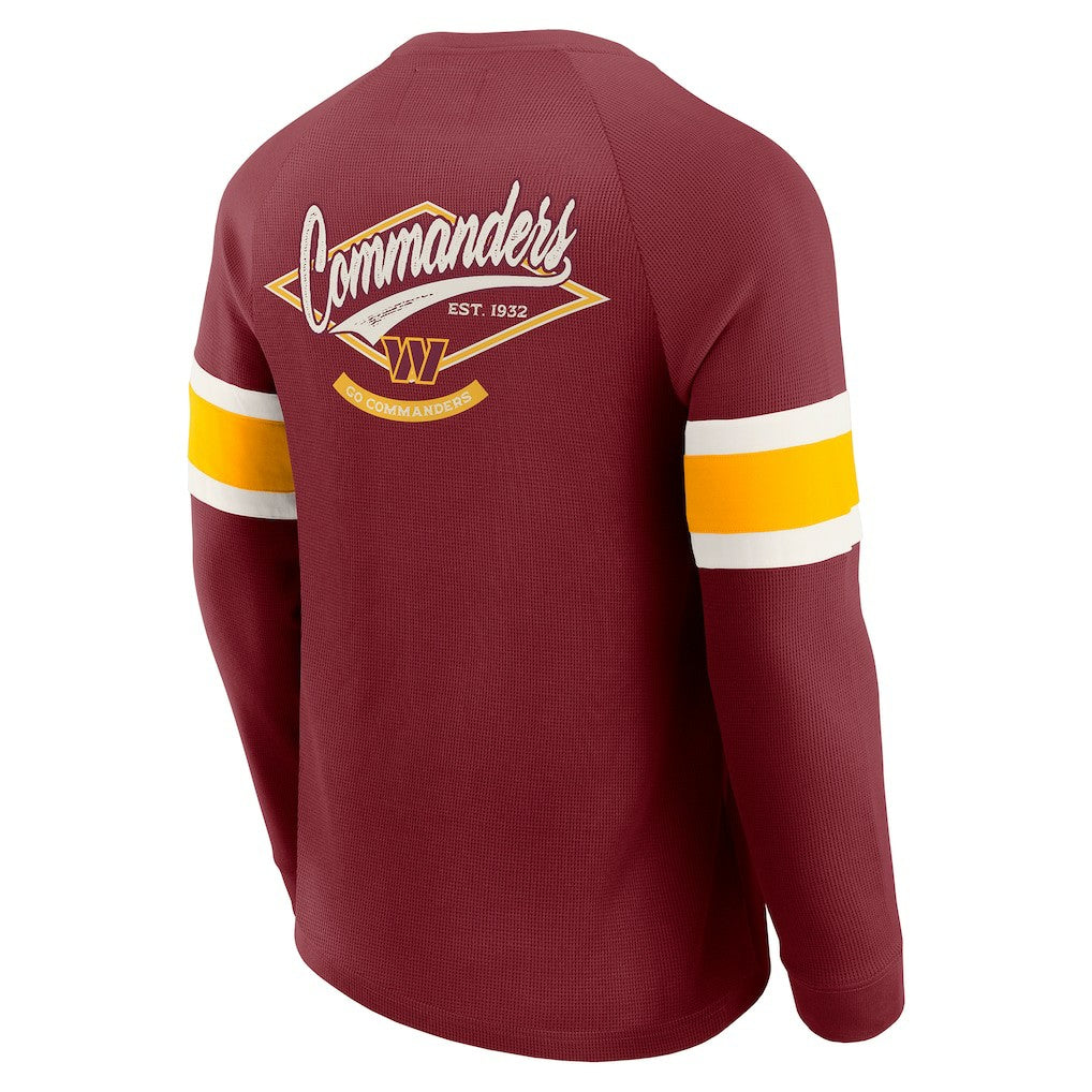 Washington Commanders Darius Rucker Collection Waffle-Knit Raglan Long Sleeve Henley T-Shirt Burgundy - Fanatics