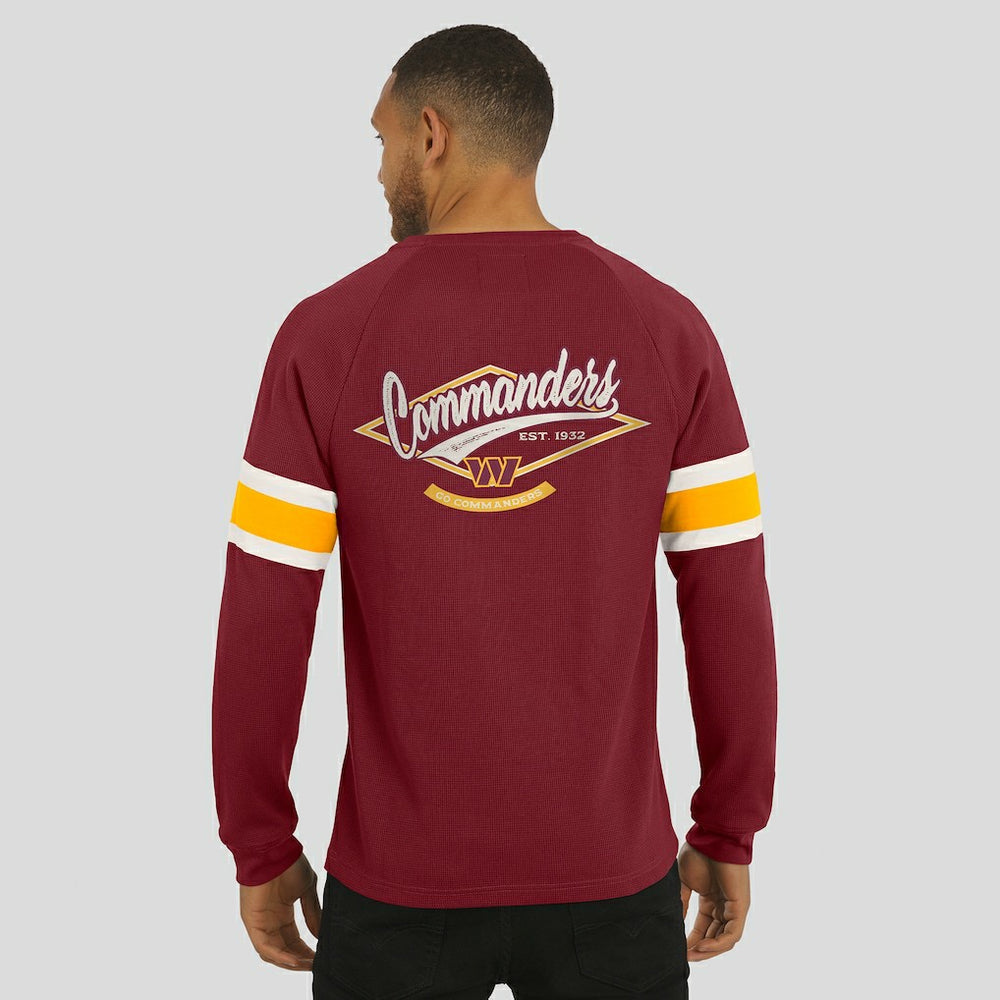 Washington Commanders Darius Rucker Collection Waffle-Knit Raglan Long Sleeve Henley T-Shirt Burgundy - Fanatics