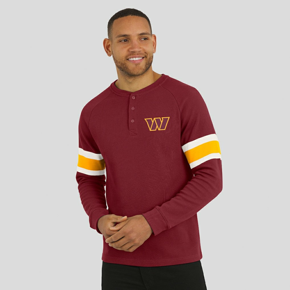 Washington Commanders Darius Rucker Collection Waffle-Knit Raglan Long Sleeve Henley T-Shirt Burgundy - Fanatics