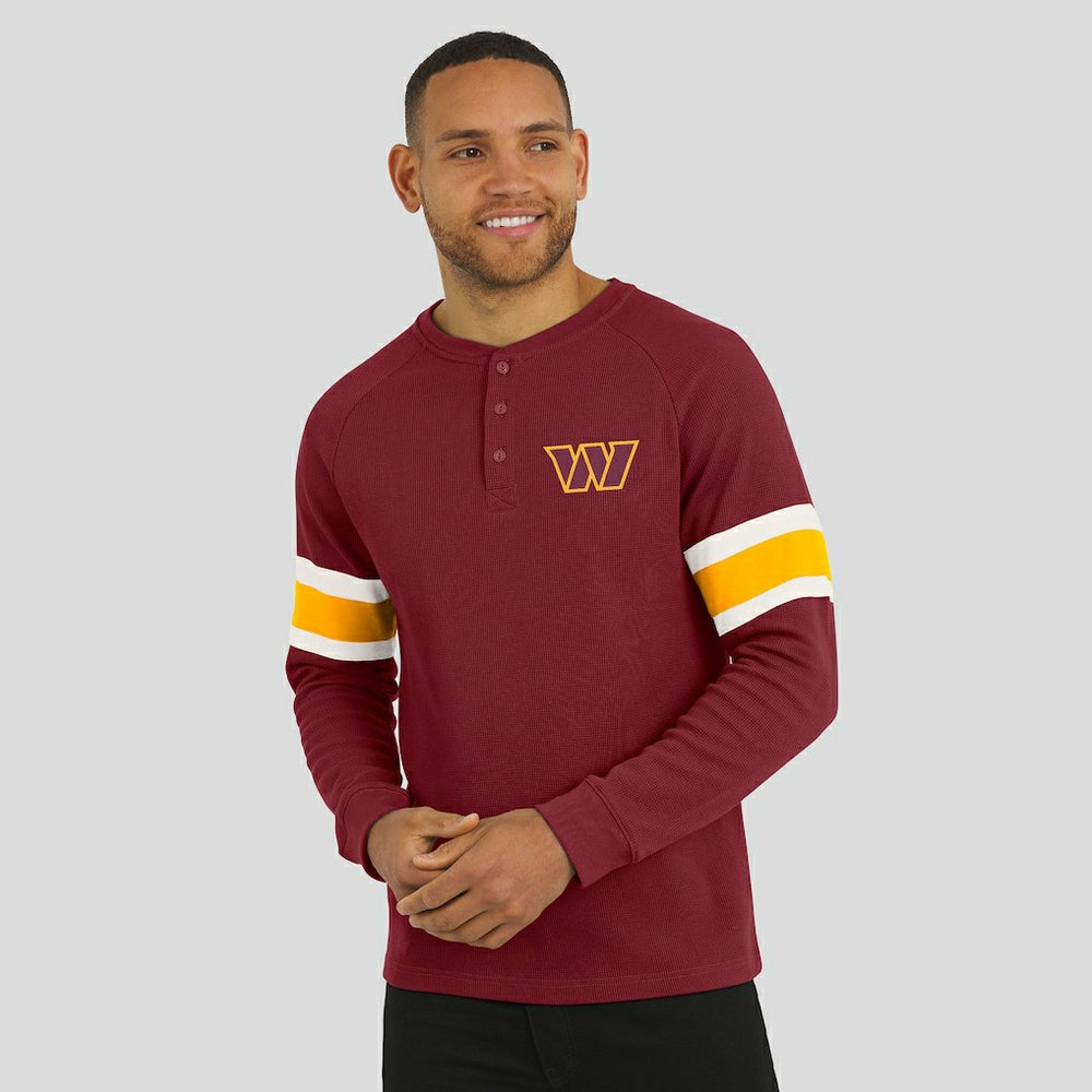 Washington Commanders Darius Rucker Collection Waffle-Knit Raglan Long Sleeve Henley T-Shirt Burgundy - Fanatics