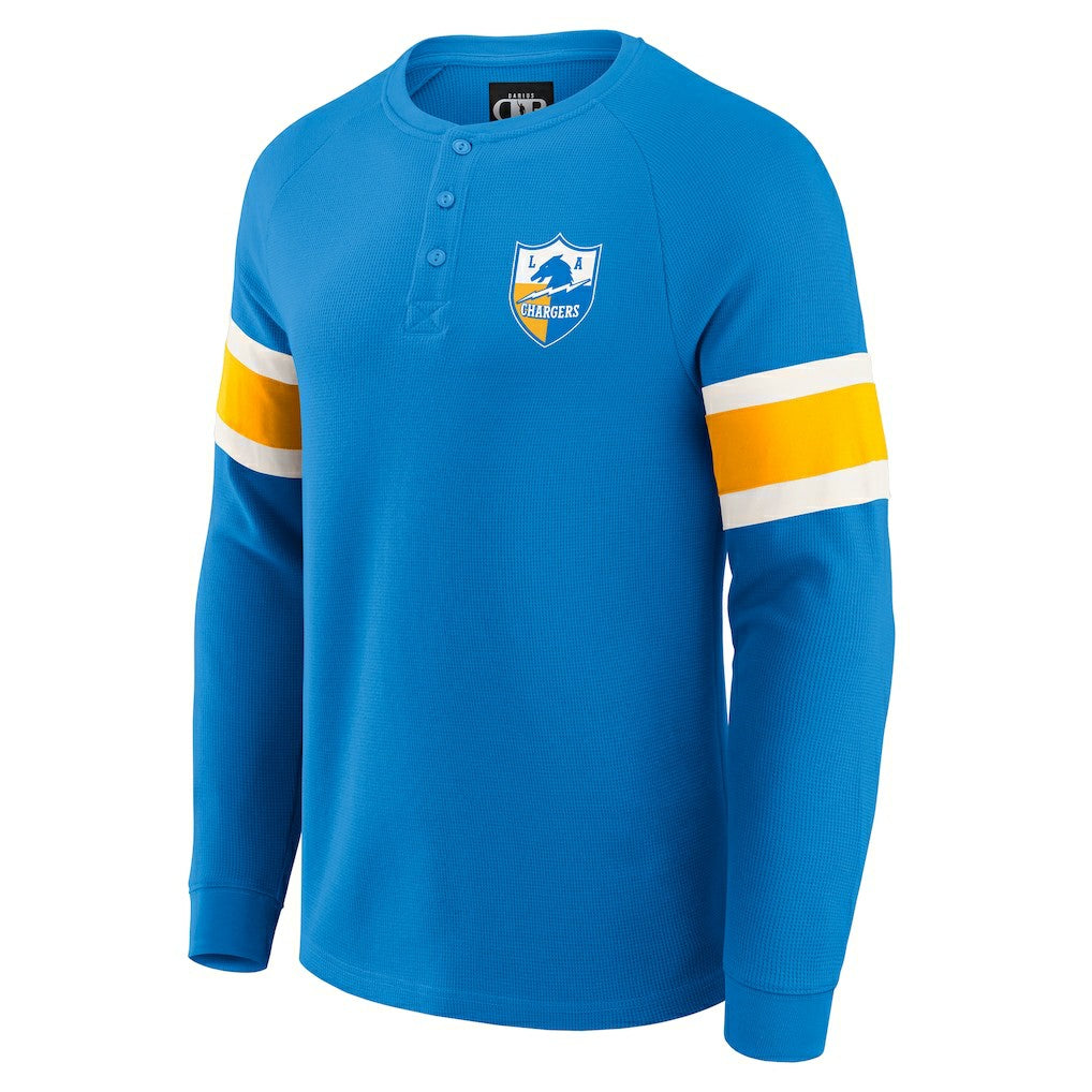 Los Angeles Chargers Darius Rucker Collection Waffle-Knit Raglan Long Sleeve Henley T-Shirt Powder Blue - Fanatics