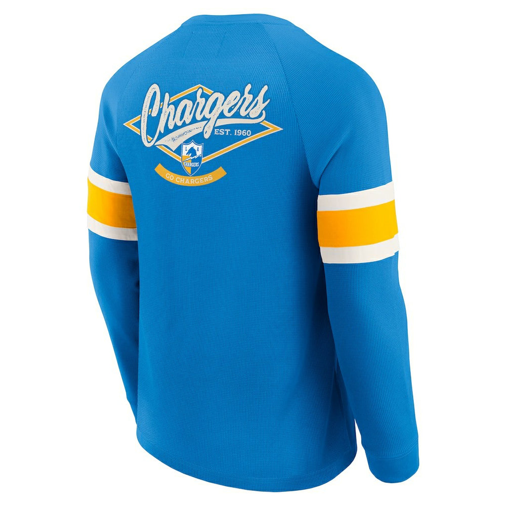 Los Angeles Chargers Darius Rucker Collection Waffle-Knit Raglan Long Sleeve Henley T-Shirt Powder Blue - Fanatics