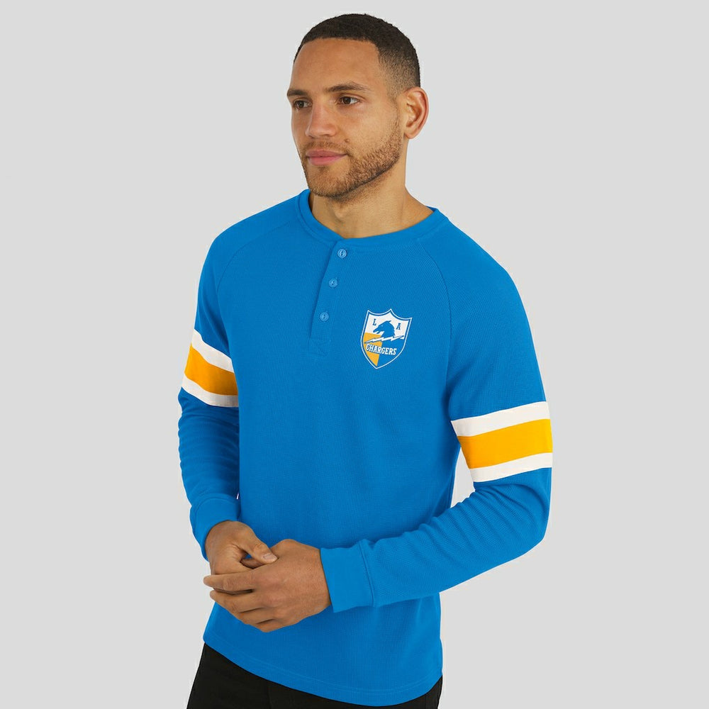 Los Angeles Chargers Darius Rucker Collection Waffle-Knit Raglan Long Sleeve Henley T-Shirt Powder Blue - Fanatics