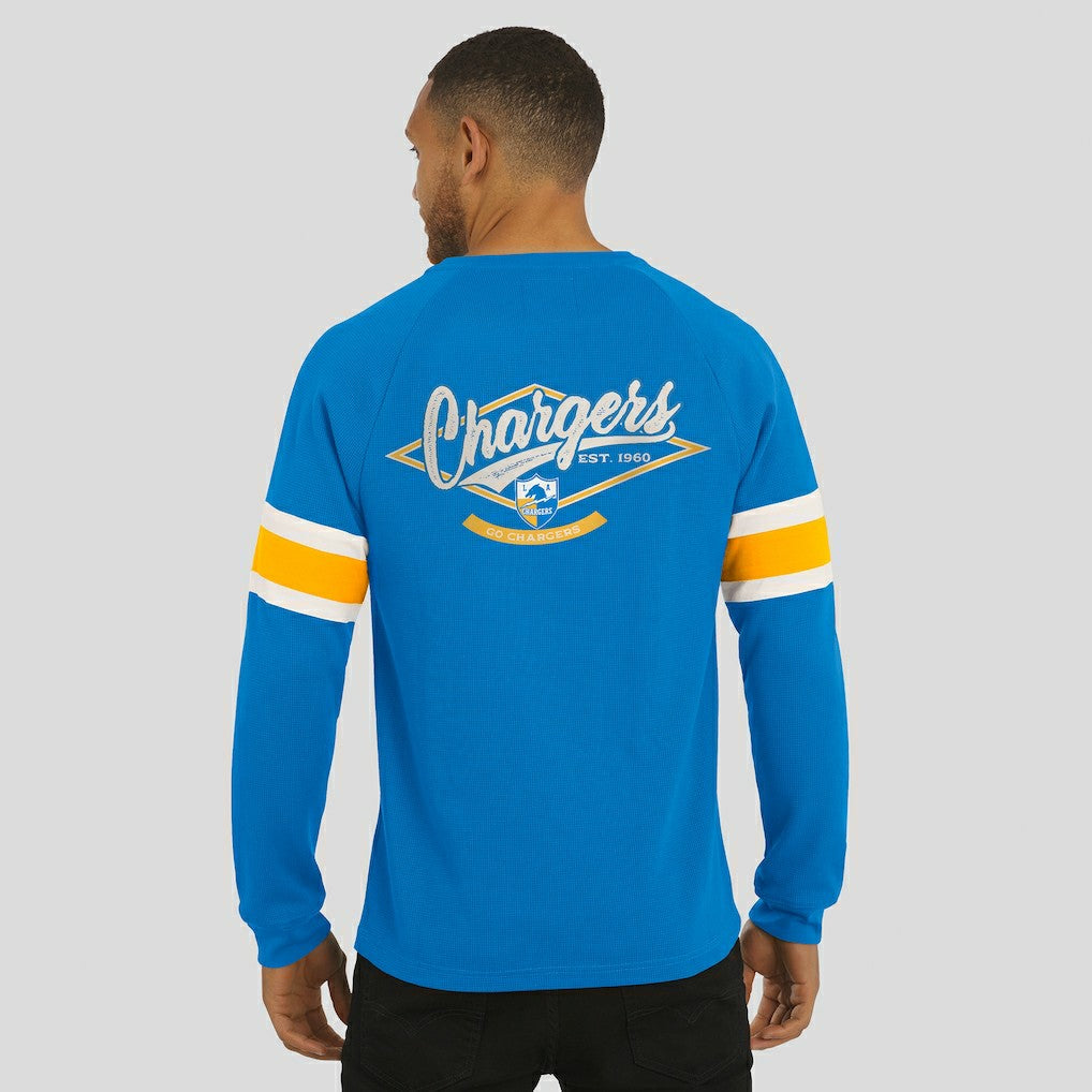 Los Angeles Chargers Darius Rucker Collection Waffle-Knit Raglan Long Sleeve Henley T-Shirt Powder Blue - Fanatics