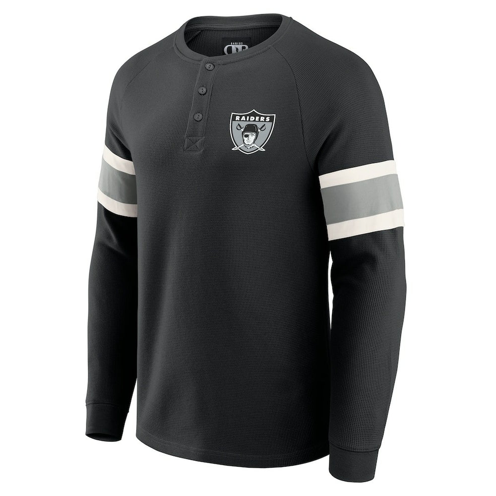 Las Vegas Raiders Darius Rucker Collection Waffle-Knit Raglan Long Sleeve Henley T-Shirt Black - Fanatics