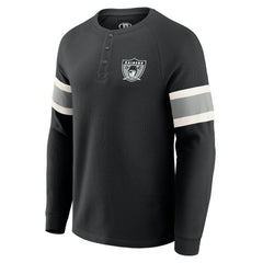 Las Vegas Raiders Darius Rucker Collection Waffle-Knit Raglan Long Sleeve Henley T-Shirt Black - Fanatics