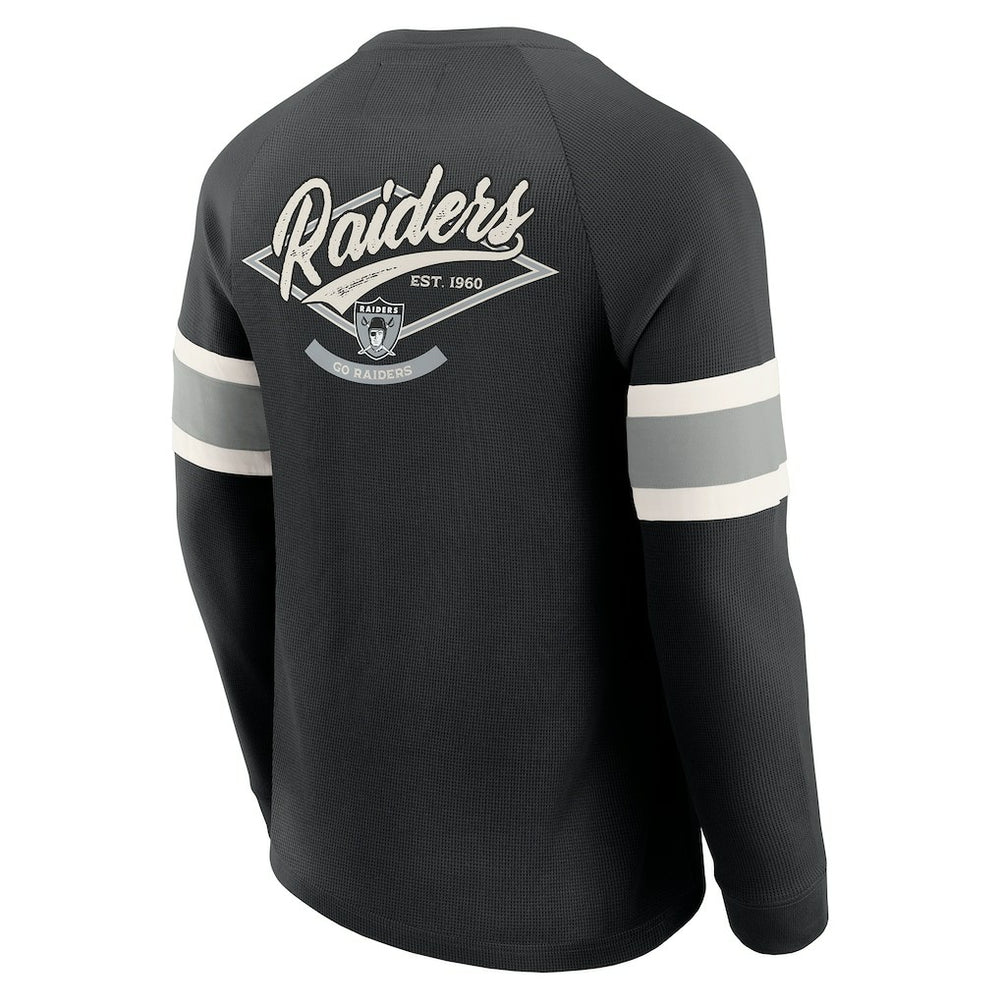 Las Vegas Raiders Darius Rucker Collection Waffle-Knit Raglan Long Sleeve Henley T-Shirt Black - Fanatics