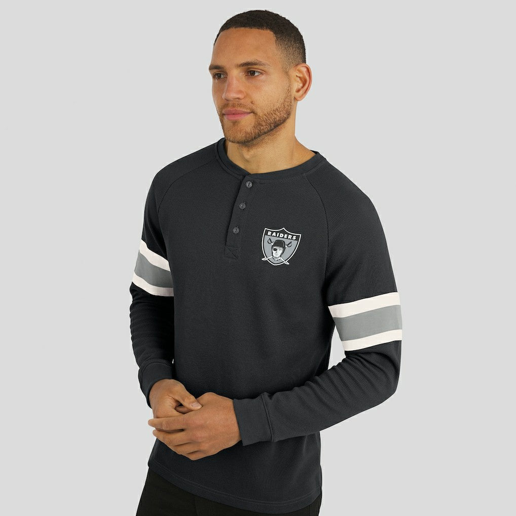 Las Vegas Raiders Darius Rucker Collection Waffle-Knit Raglan Long Sleeve Henley T-Shirt Black - Fanatics