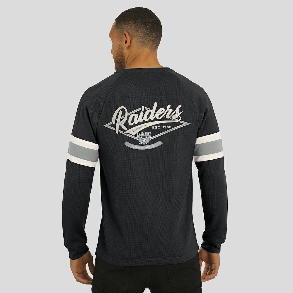 Las Vegas Raiders Darius Rucker Collection Waffle-Knit Raglan Long Sleeve Henley T-Shirt Black - Fanatics