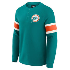 Miami Dolphins Darius Rucker Collection Waffle-Knit Raglan Long Sleeve Henley T-Shirt Aqua - Fanatics