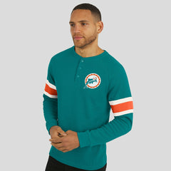 Miami Dolphins Darius Rucker Collection Waffle-Knit Raglan Long Sleeve Henley T-Shirt Aqua - Fanatics