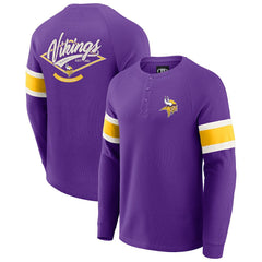 Minnesota Vikings Darius Rucker Collection Waffle-Knit Raglan Long Sleeve Henley T-Shirt Purple - Fanatics