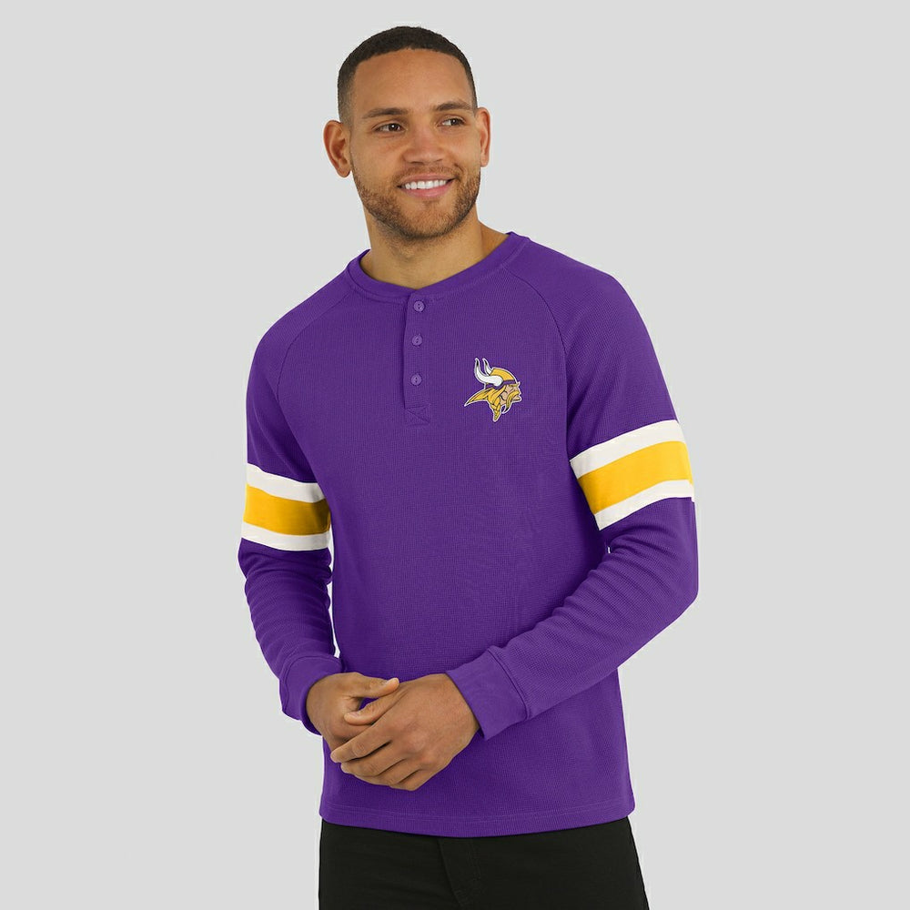 Minnesota Vikings Darius Rucker Collection Waffle-Knit Raglan Long Sleeve Henley T-Shirt Purple - Fanatics