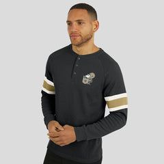 New Orleans Saints Darius Rucker Collection Waffle-Knit Raglan Long Sleeve Henley T-Shirt Black - Fanatics