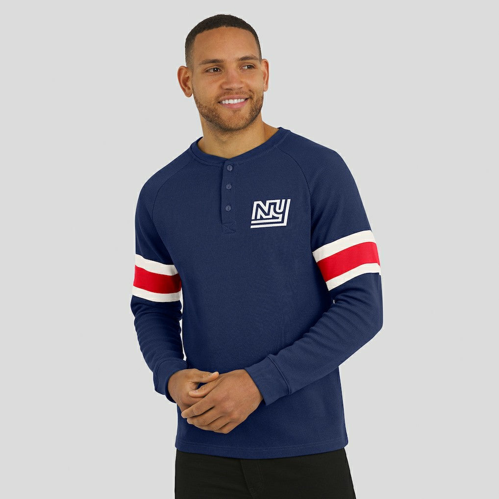 New York Giants Darius Rucker Collection Waffle-Knit Raglan Long Sleeve Henley T-Shirt Navy - Fanatics