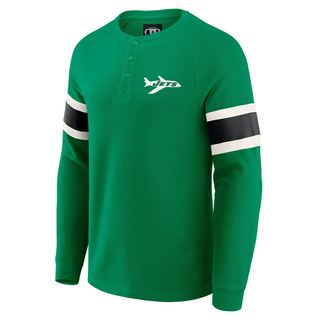 New York Jets Darius Rucker Collection Waffle-Knit Raglan Long Sleeve Henley T-Shirt Kelly Green - Fanatics