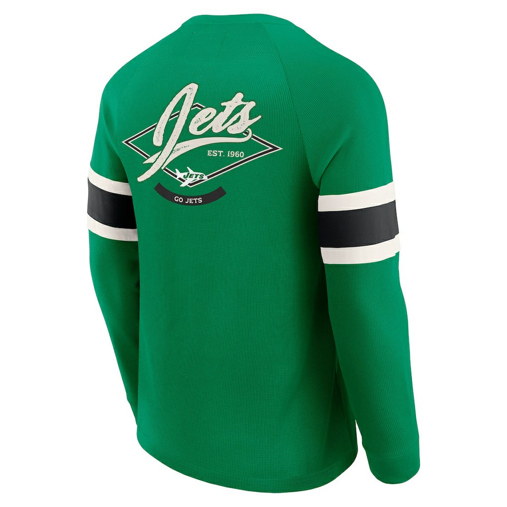 New York Jets Darius Rucker Collection Waffle-Knit Raglan Long Sleeve Henley T-Shirt Kelly Green - Fanatics