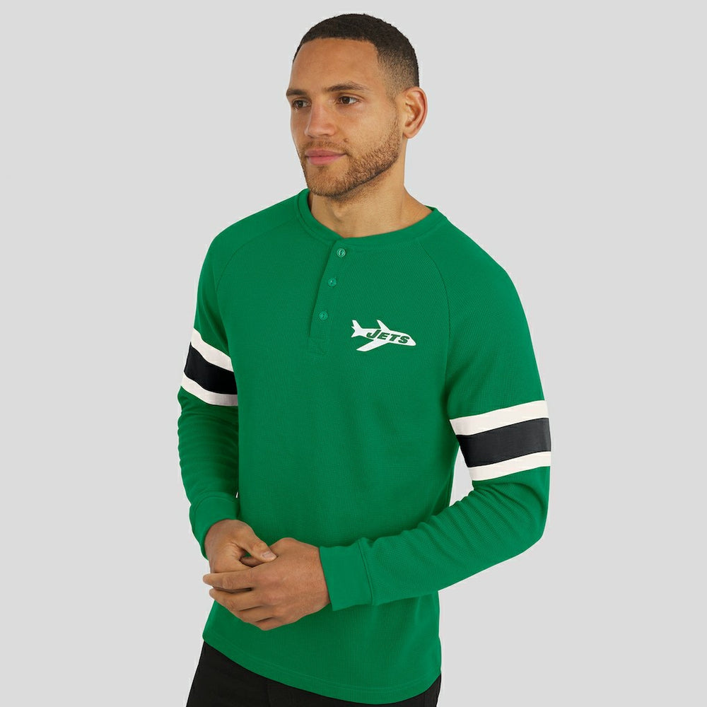 New York Jets Darius Rucker Collection Waffle-Knit Raglan Long Sleeve Henley T-Shirt Kelly Green - Fanatics