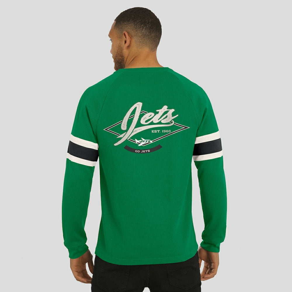 New York Jets Darius Rucker Collection Waffle-Knit Raglan Long Sleeve Henley T-Shirt Kelly Green - Fanatics