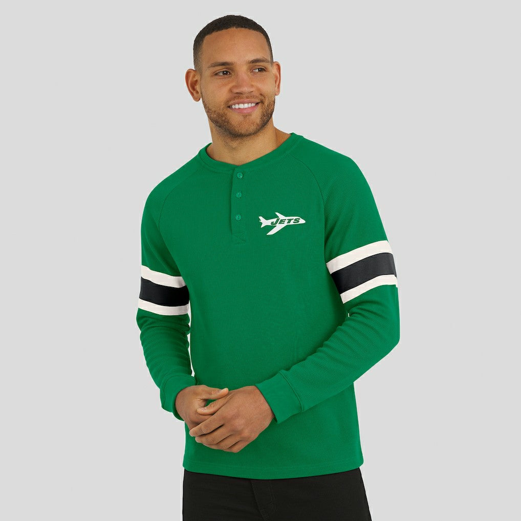 New York Jets Darius Rucker Collection Waffle-Knit Raglan Long Sleeve Henley T-Shirt Kelly Green - Fanatics