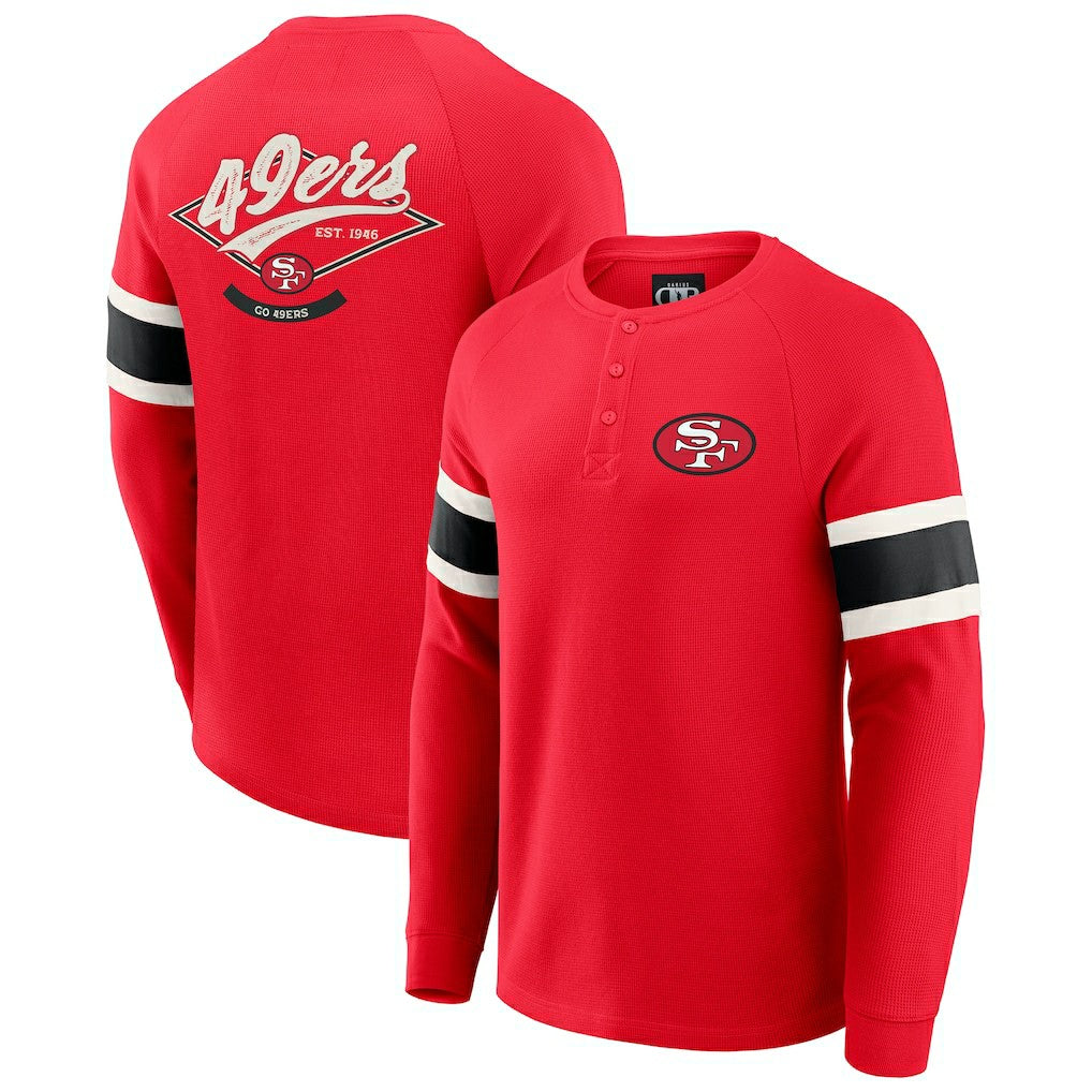 San Francisco 49ers Darius Rucker Collection Waffle-Knit Raglan Long Sleeve Henley T-Shirt Scarlet - Fanatics