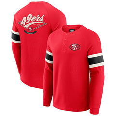 San Francisco 49ers Darius Rucker Collection Waffle-Knit Raglan Long Sleeve Henley T-Shirt Scarlet - Fanatics