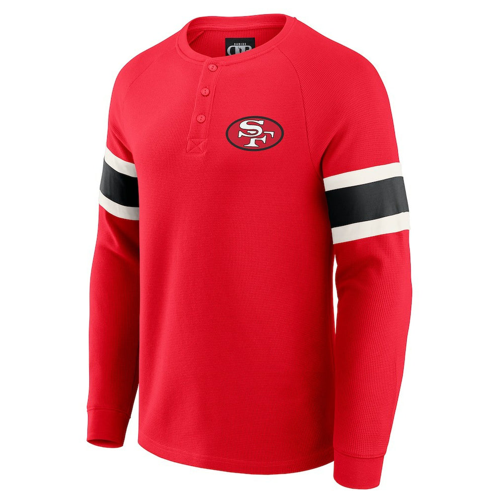 San Francisco 49ers Darius Rucker Collection Waffle-Knit Raglan Long Sleeve Henley T-Shirt Scarlet - Fanatics