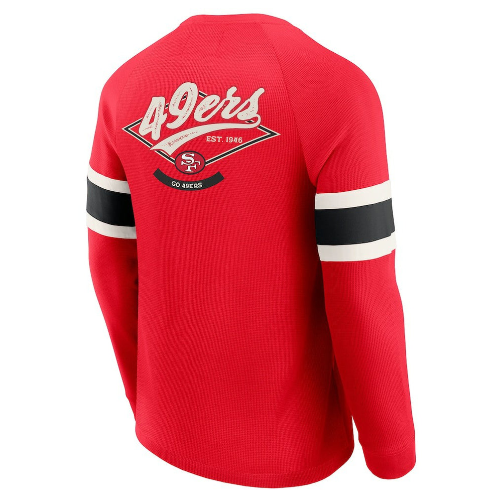 San Francisco 49ers Darius Rucker Collection Waffle-Knit Raglan Long Sleeve Henley T-Shirt Scarlet - Fanatics