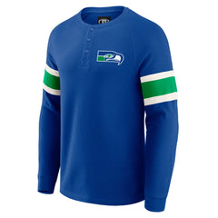 Seattle Seahawks Darius Rucker Collection Waffle-Knit Raglan Long Sleeve Henley T-Shirt College Navy - Fanatics