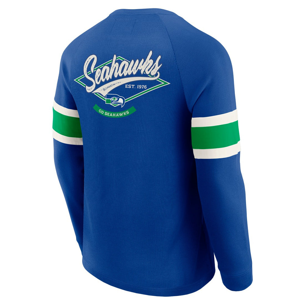 Seattle Seahawks Darius Rucker Collection Waffle-Knit Raglan Long Sleeve Henley T-Shirt College Navy - Fanatics