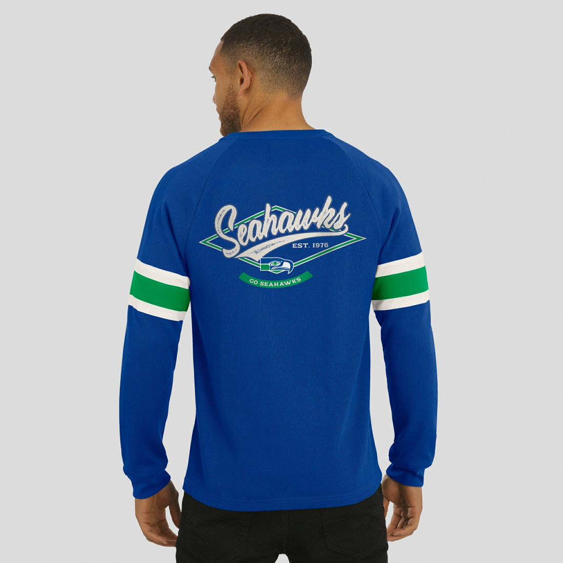 Seattle Seahawks Darius Rucker Collection Waffle-Knit Raglan Long Sleeve Henley T-Shirt College Navy - Fanatics