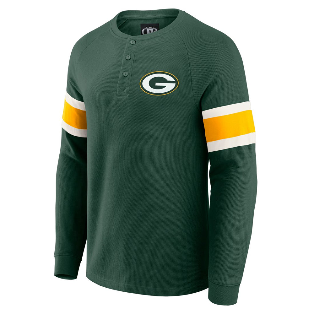Green Bay Packers Darius Rucker Collection Waffle-Knit Raglan Long Sleeve Henley T-Shirt Green - Fanatics
