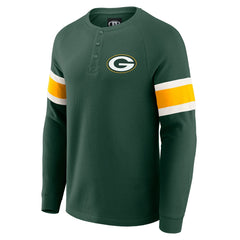 Green Bay Packers Darius Rucker Collection Waffle-Knit Raglan Long Sleeve Henley T-Shirt Green - Fanatics