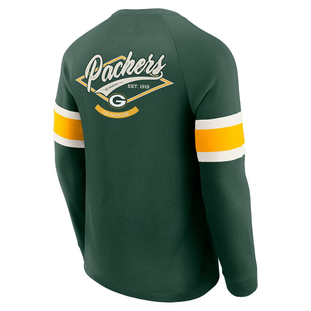 Green Bay Packers Darius Rucker Collection Waffle-Knit Raglan Long Sleeve Henley T-Shirt Green - Fanatics
