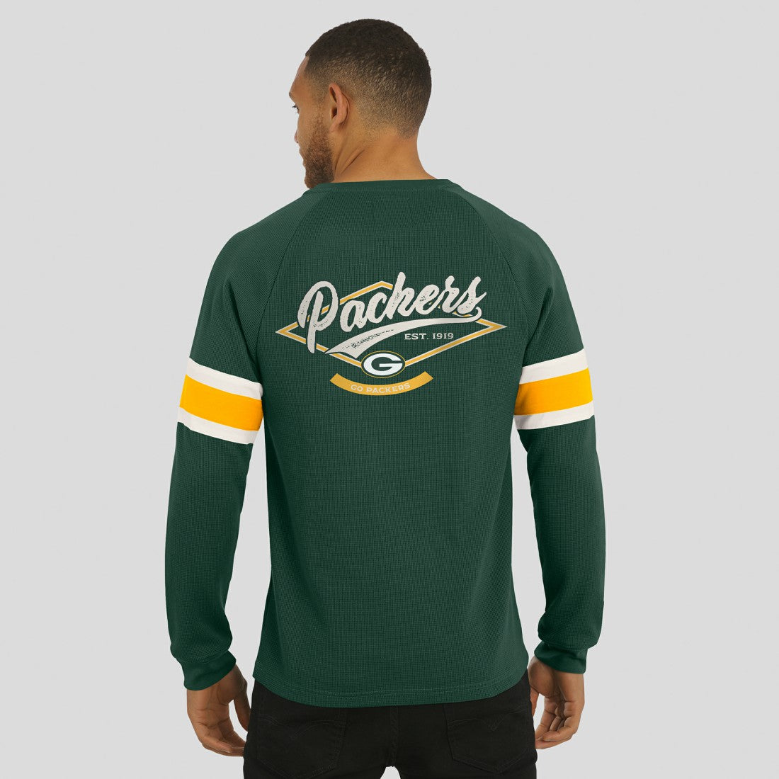 Green Bay Packers Darius Rucker Collection Waffle-Knit Raglan Long Sleeve Henley T-Shirt Green - Fanatics