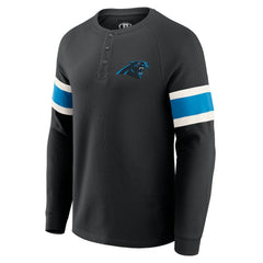 Carolina Panthers Darius Rucker Collection Waffle-Knit Raglan Long Sleeve Henley T-Shirt Black - Fanatics