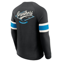 Carolina Panthers Darius Rucker Collection Waffle-Knit Raglan Long Sleeve Henley T-Shirt Black - Fanatics