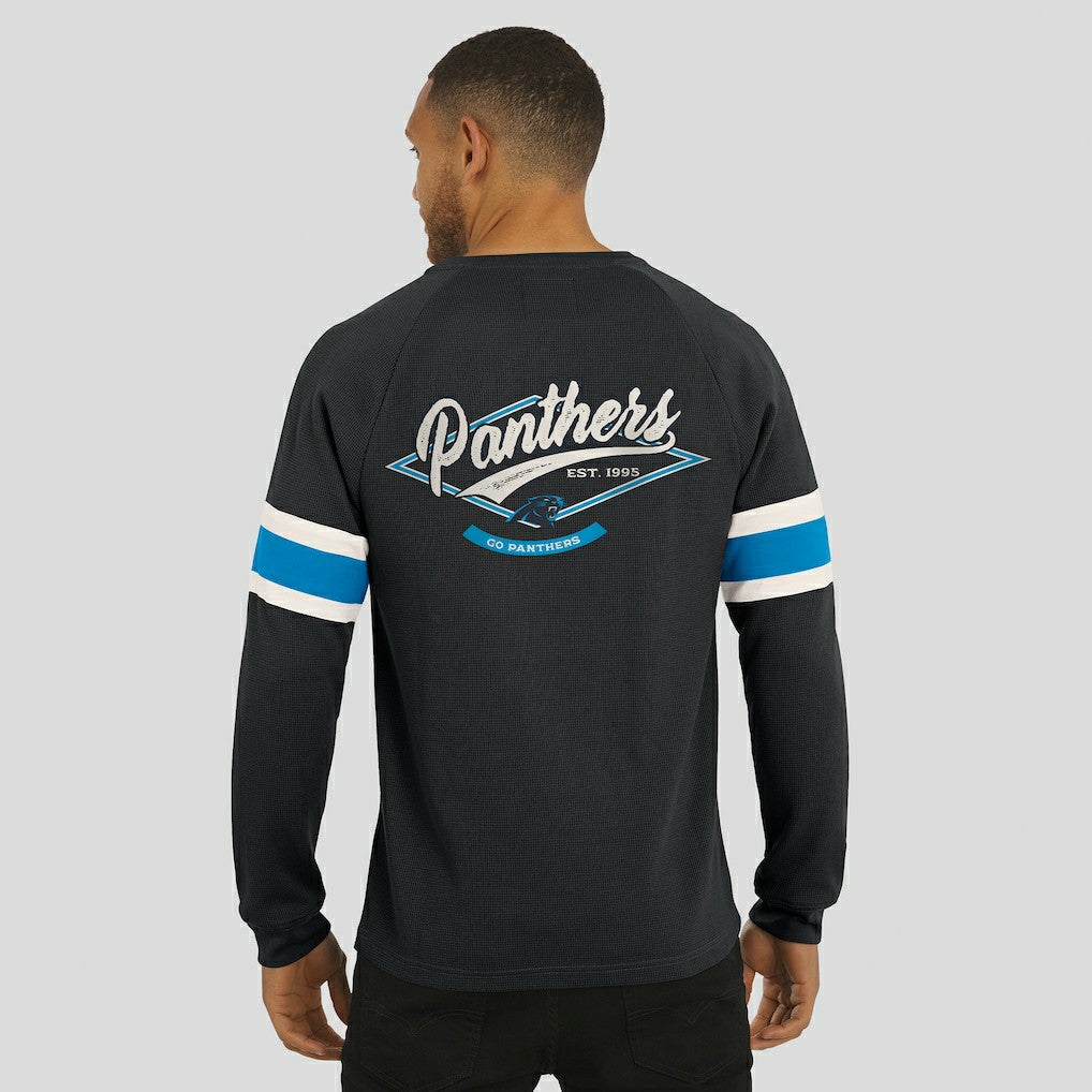 Carolina Panthers Darius Rucker Collection Waffle-Knit Raglan Long Sleeve Henley T-Shirt Black - Fanatics