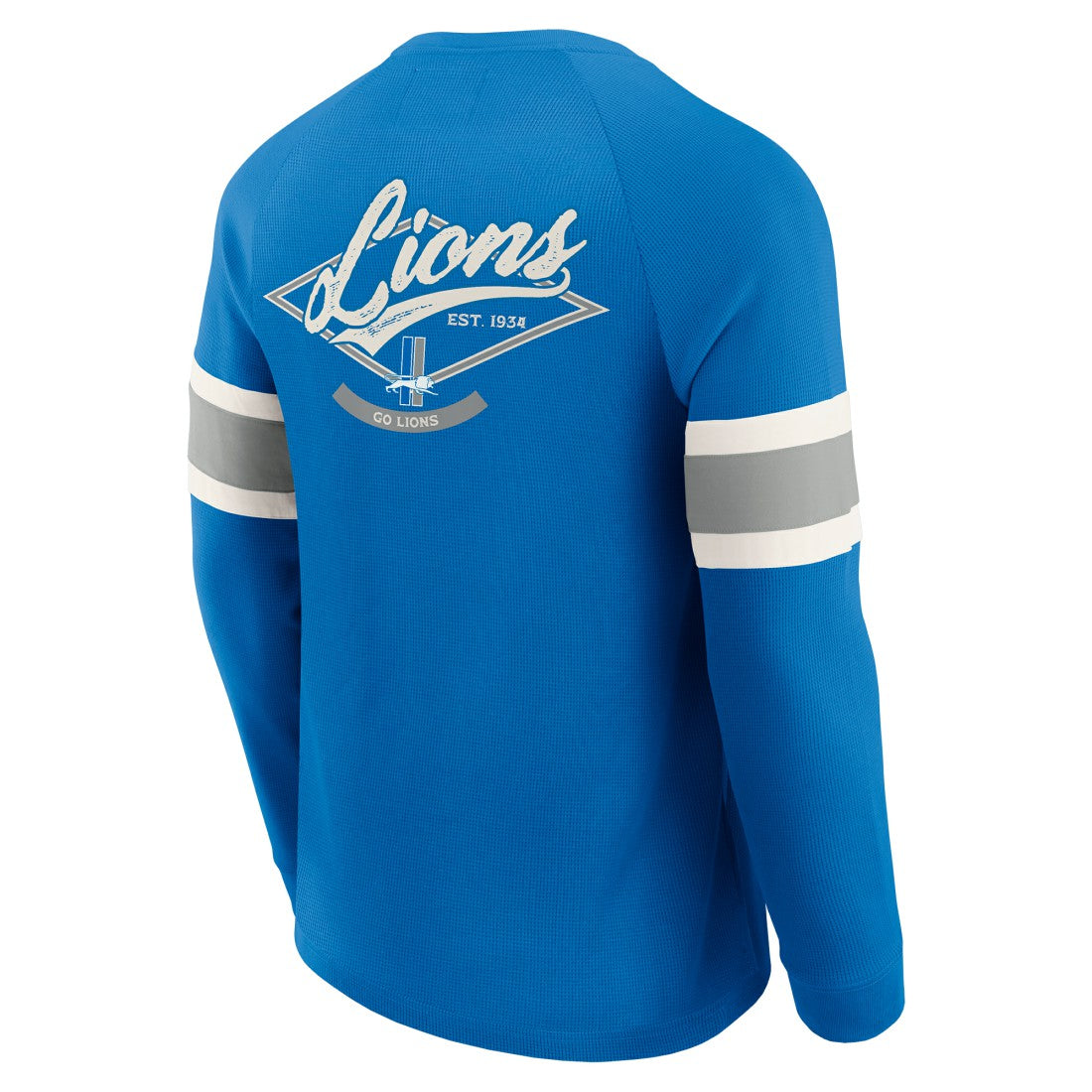 Detroit Lions Darius Rucker Collection Waffle-Knit Raglan Long Sleeve Henley T-Shirt Blue - Fanatics