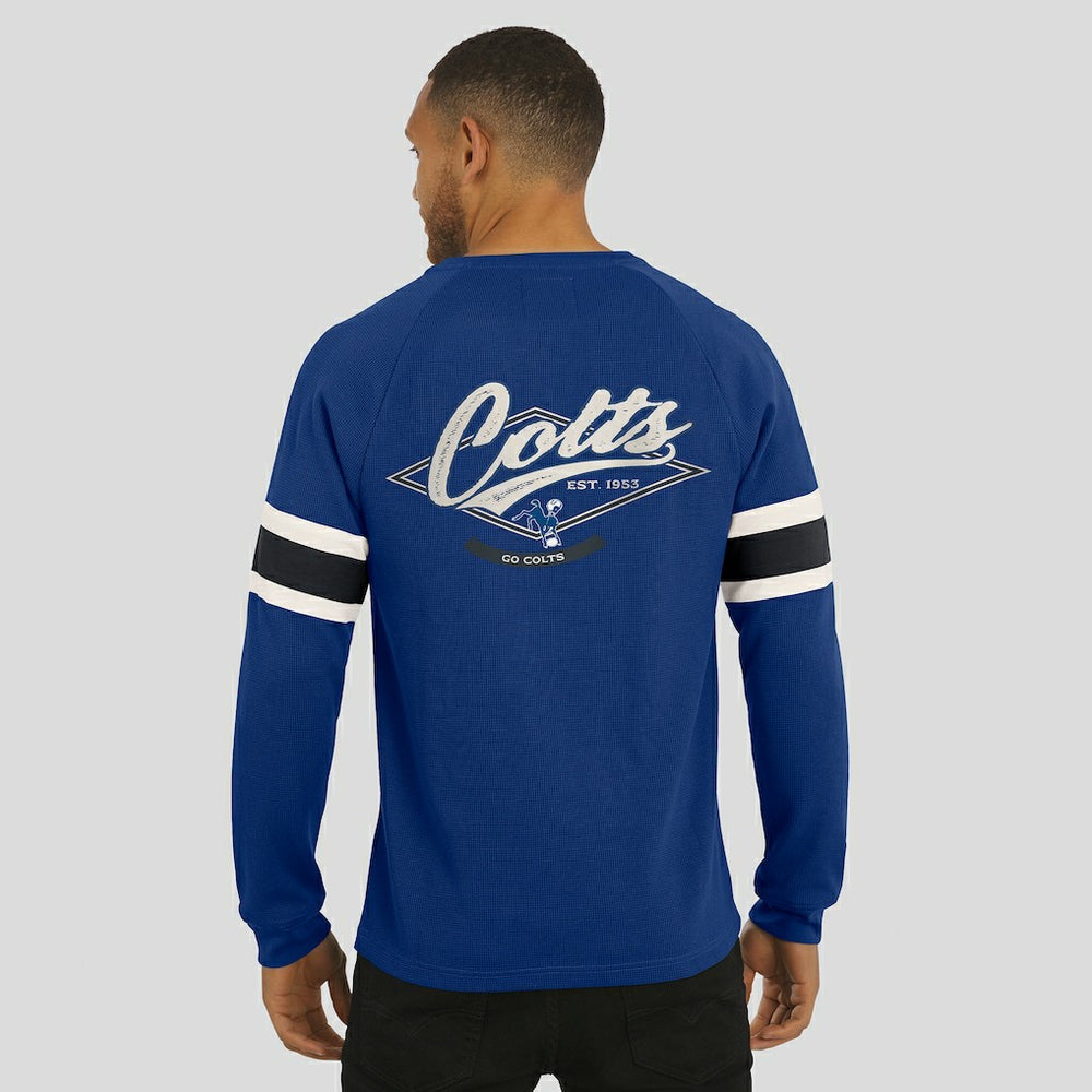 Indianapolis Colts Darius Rucker Collection Waffle-Knit Raglan Long Sleeve Henley T-Shirt Royal - Fanatics