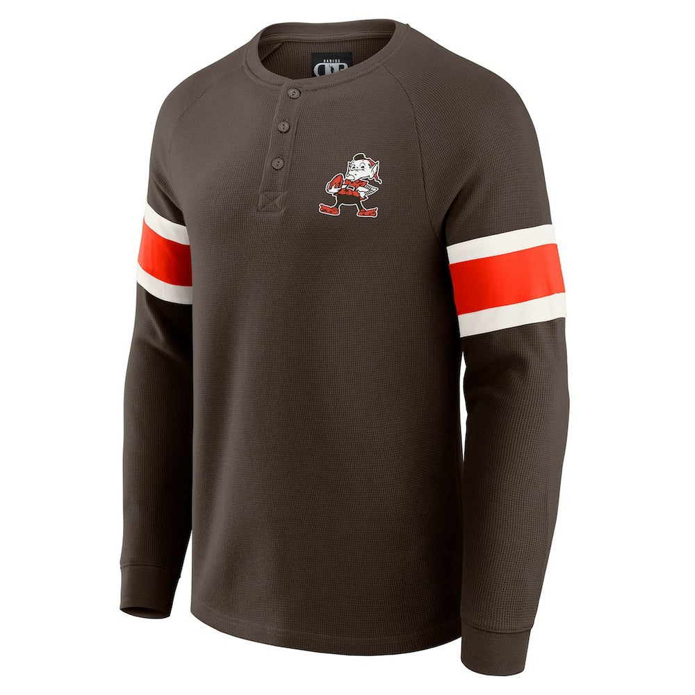 Cleveland Browns Darius Rucker Collection Waffle-Knit Raglan Long Sleeve Henley T-Shirt Brown - Fanatics