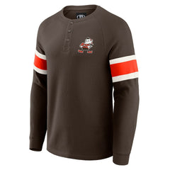 Cleveland Browns Darius Rucker Collection Waffle-Knit Raglan Long Sleeve Henley T-Shirt Brown - Fanatics
