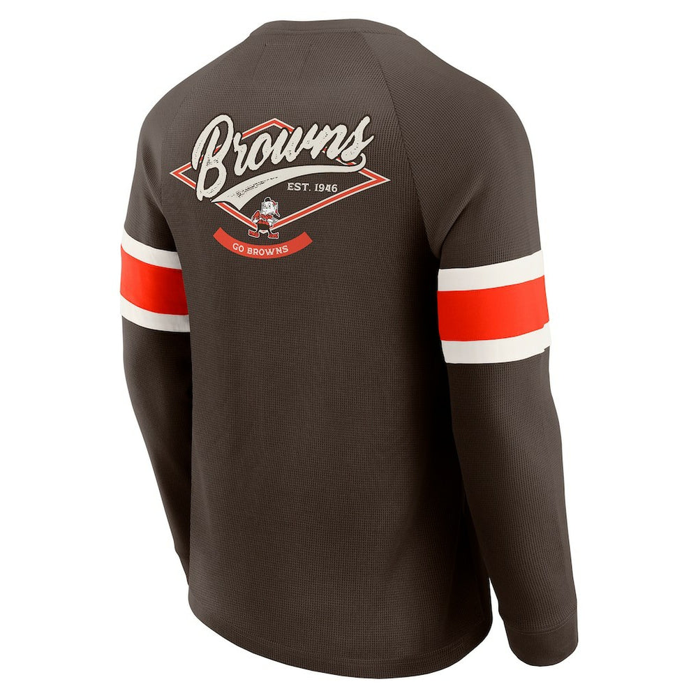 Cleveland Browns Darius Rucker Collection Waffle-Knit Raglan Long Sleeve Henley T-Shirt Brown - Fanatics