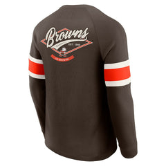 Cleveland Browns Darius Rucker Collection Waffle-Knit Raglan Long Sleeve Henley T-Shirt Brown - Fanatics