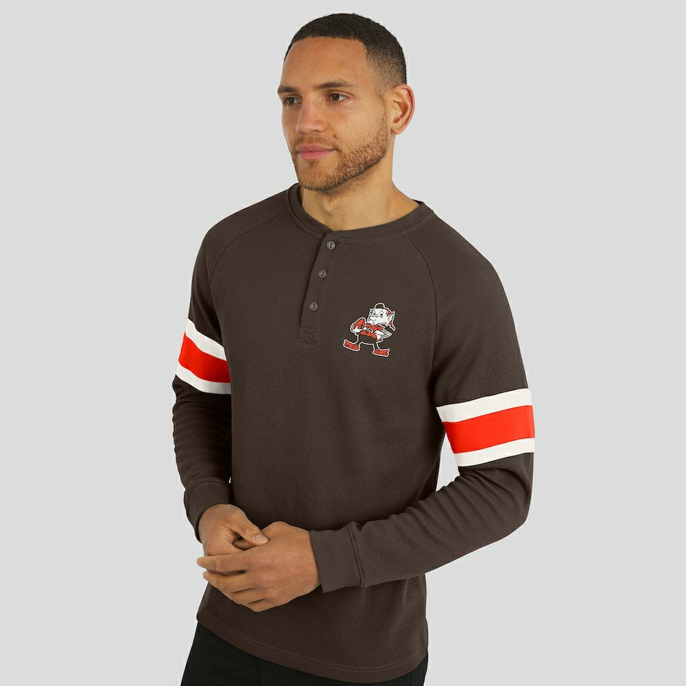 Cleveland Browns Darius Rucker Collection Waffle-Knit Raglan Long Sleeve Henley T-Shirt Brown - Fanatics