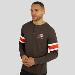 Cleveland Browns Darius Rucker Collection Waffle-Knit Raglan Long Sleeve Henley T-Shirt Brown - Fanatics